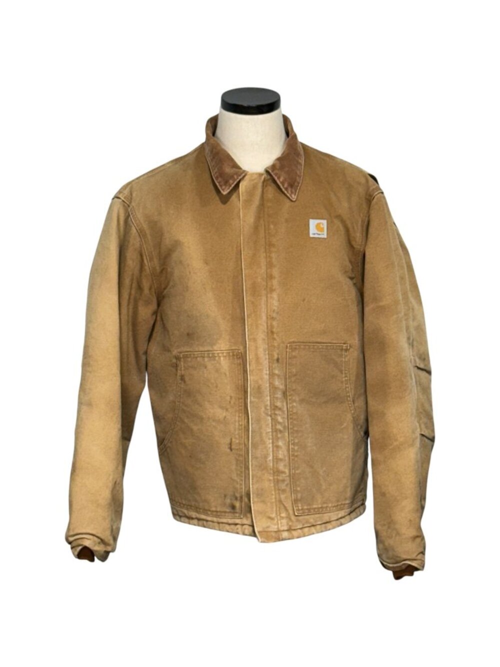 Carhartt XL J02 Arctic Sandstone Jacket Tan Distressed Quilted Lining Workwear